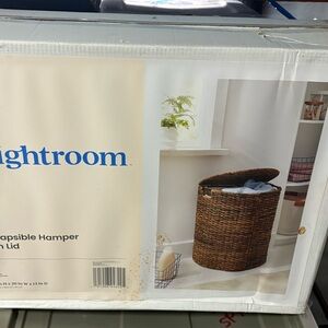 Woven Round Laundry Hamper with Lid - Brown